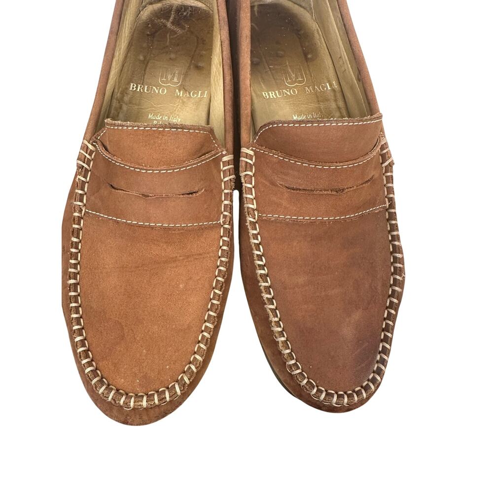 vintage Bruno Magli cognac/brown suede penny loafers driving mocs loafers Size 8